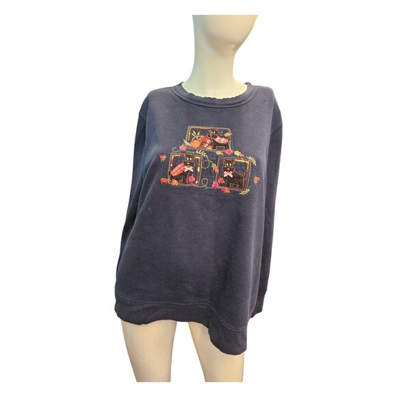 Basic Editions Vintage Fall Dog Themed Sweatshirt Womens Size Large - Picture 1 of 8